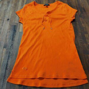 Lauren Ralph Lauren Women's Medium Orange Short Sleeve V Neck Pullover Shirt